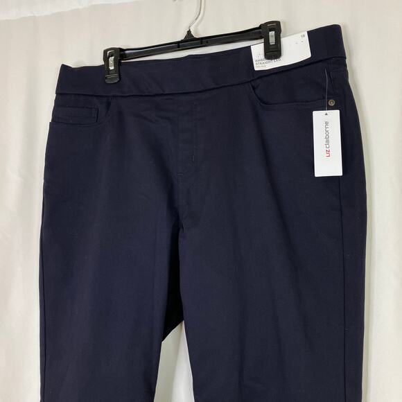 Liz Claiborne Navy Amber Straight Leg Mid-Rise Pants NWT Professional Career - Picture 2 of 7